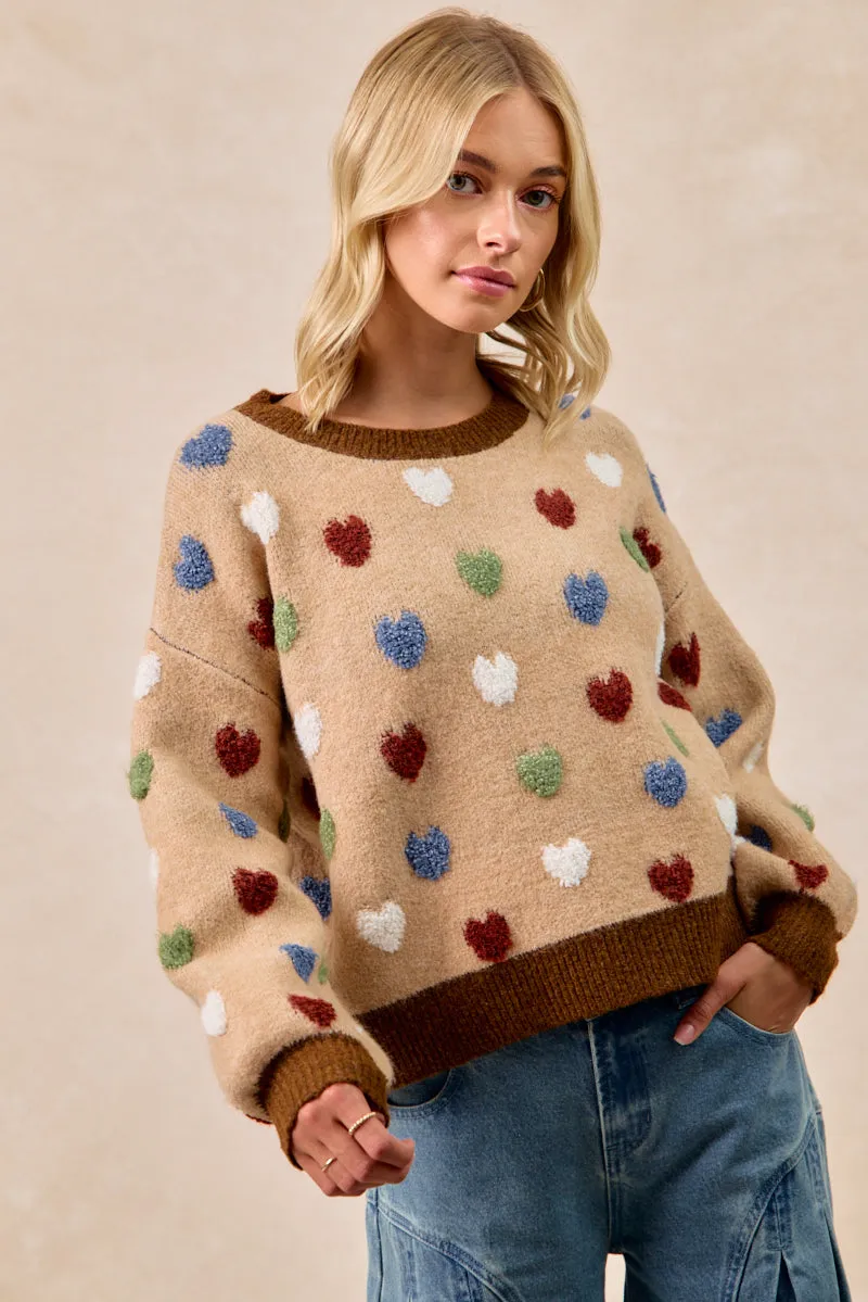 IT4720-01 | HERAT PATTERNED COZY SWEATER TOP Notch Lapel Articulated Elbows