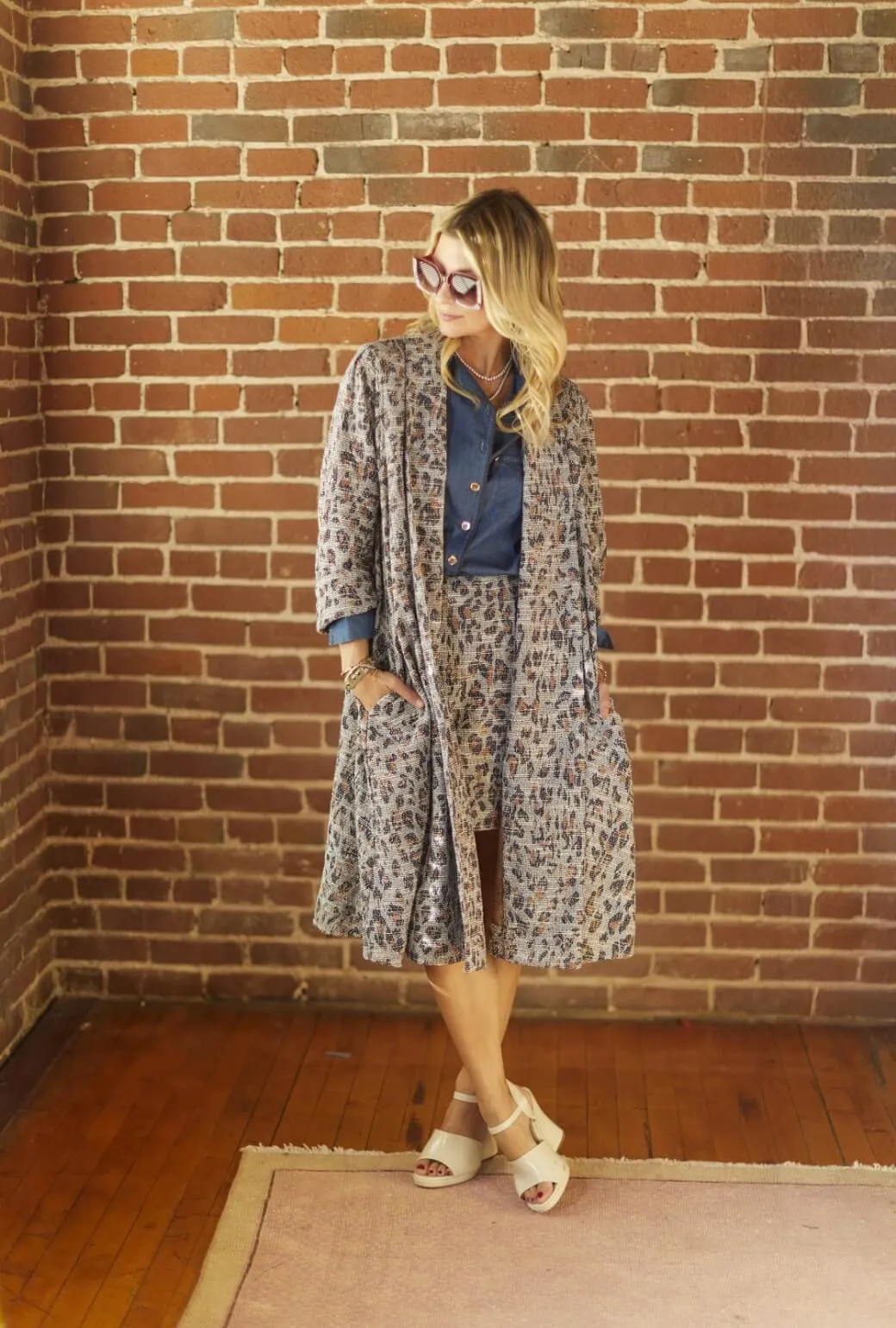 Non Binding Cuffs SAMPLE - Maggie Mini Skirt - Navy Cheetah