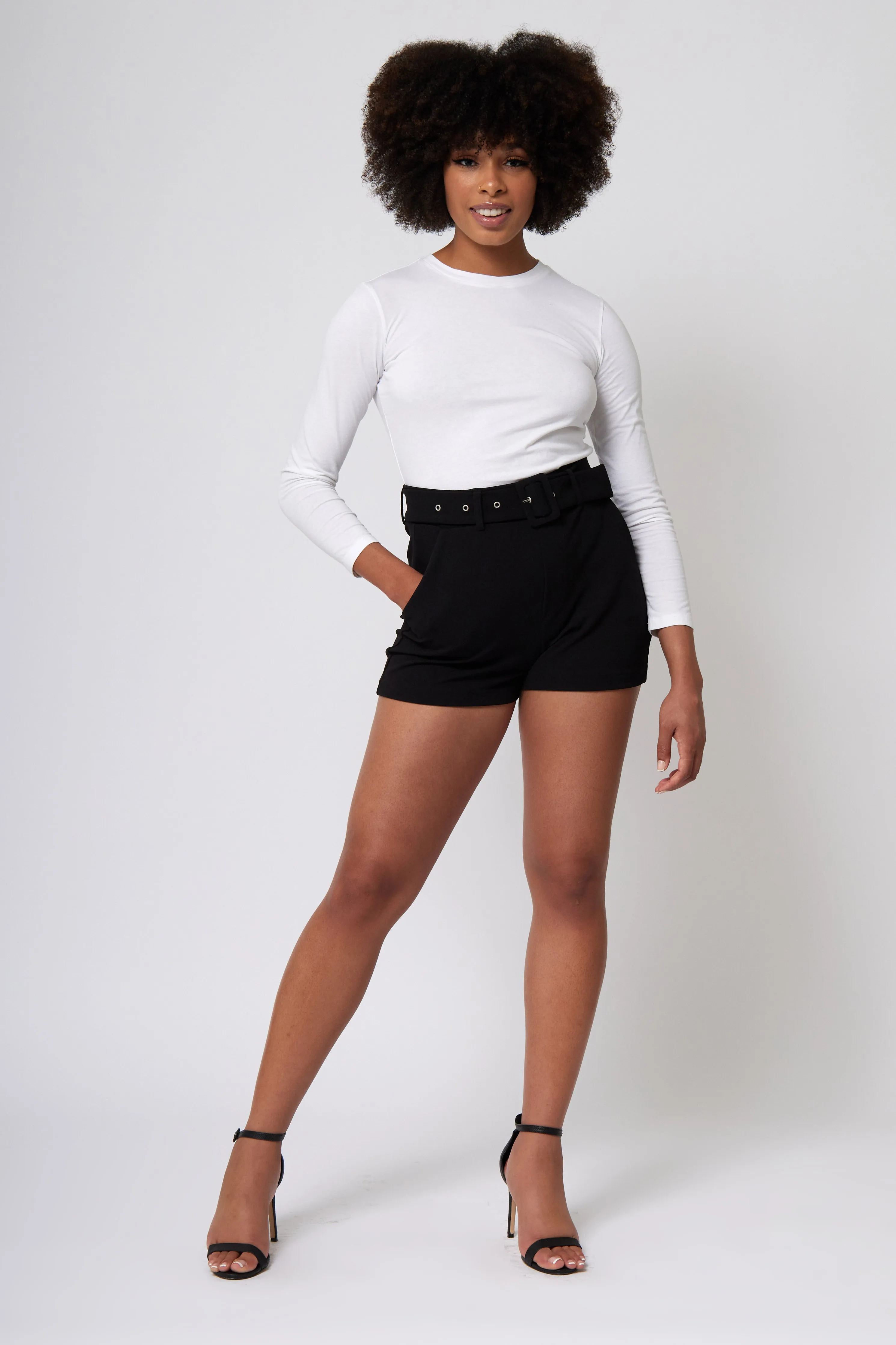 Knit Crepe High Rise Shorts windproof Stylish Fit