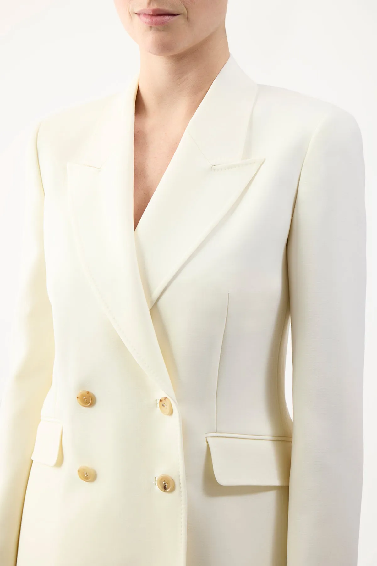 Angela Blazer in Ivory Sportswear Wool BrushedInnerSurface AntiStatic Weave