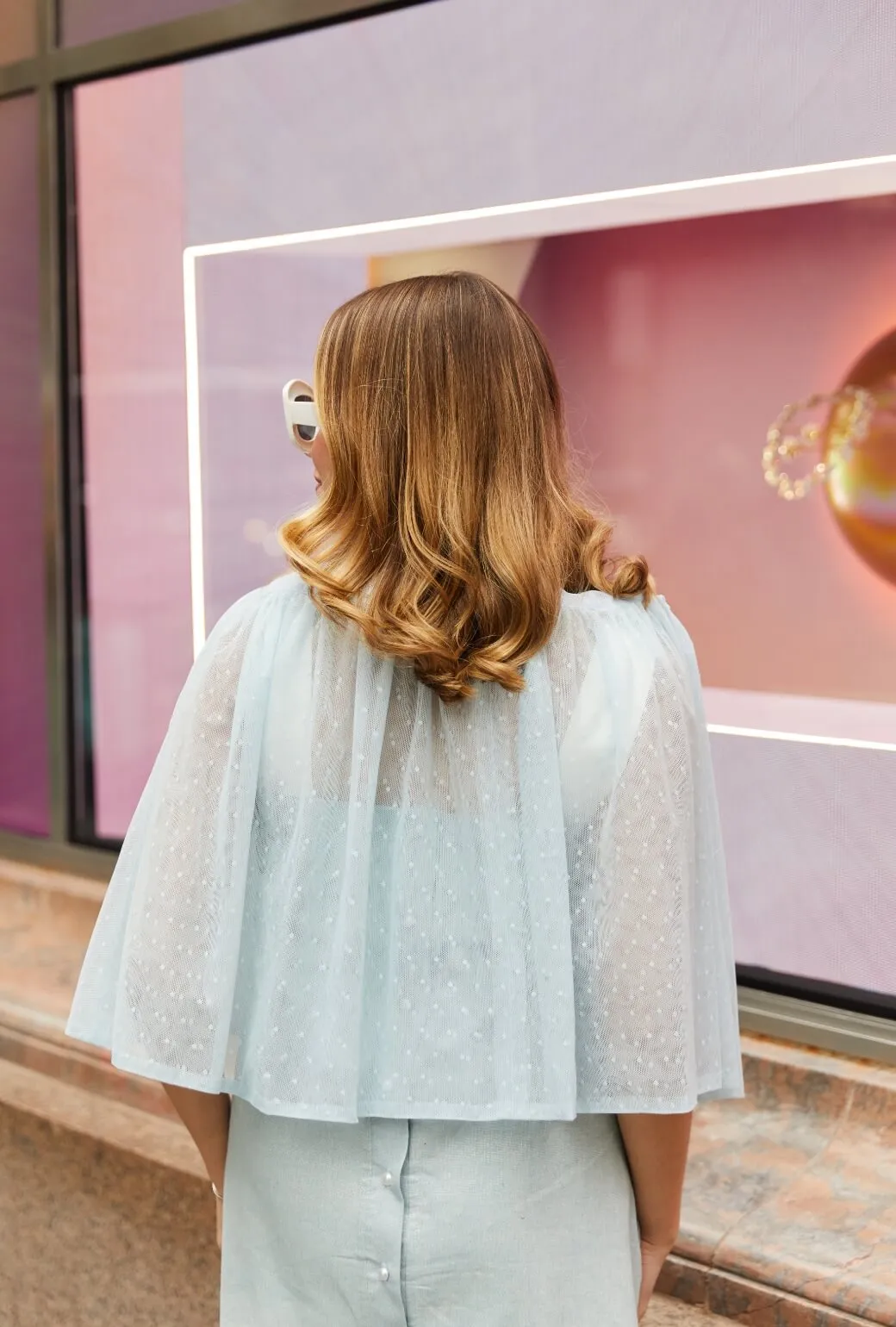 RecycledPolyesterBlend Buru x Old Soul Etiquette Capelet - Blue Tulle