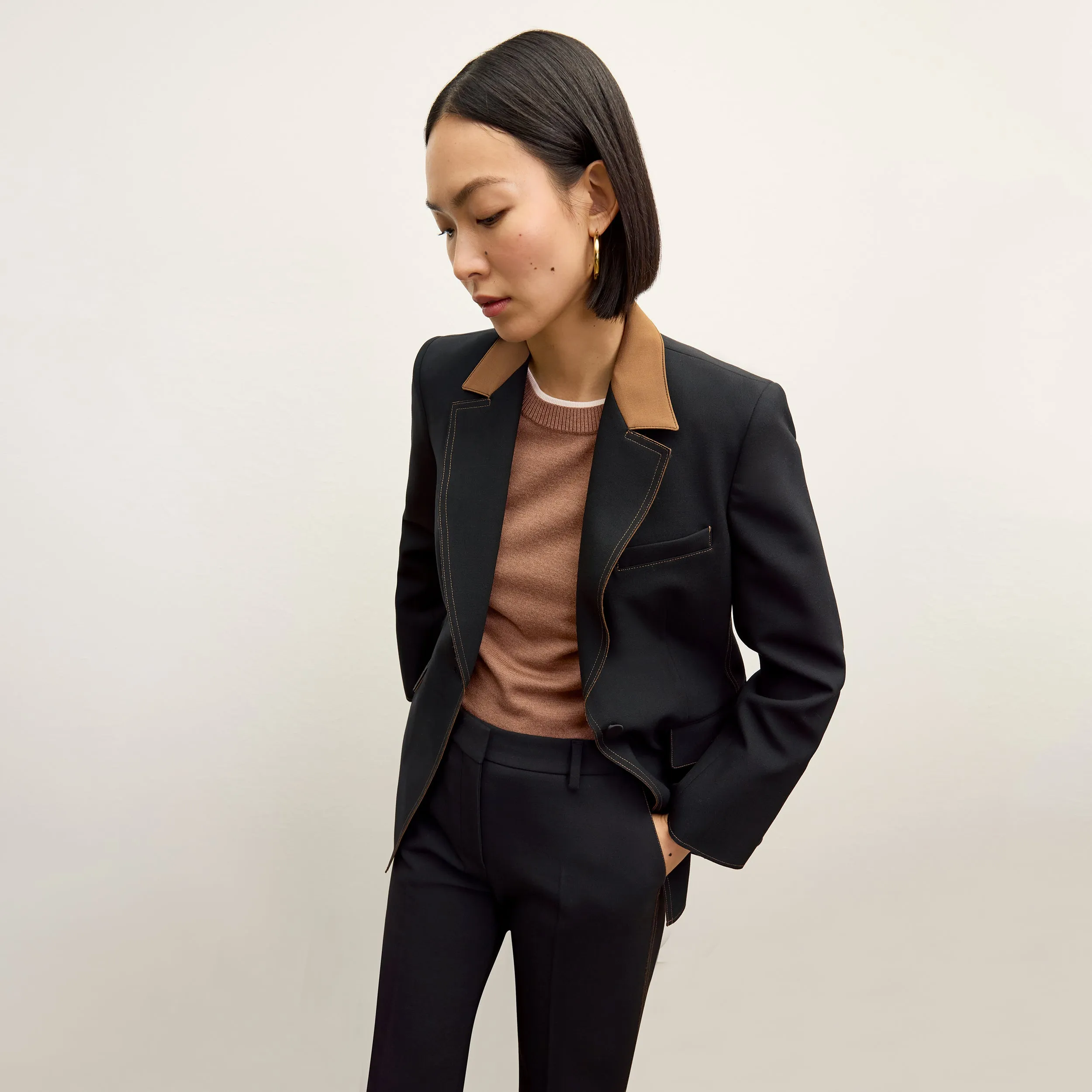 ColorfastMaterial NoiseFreeFabric Harley Jacket - Luxe Wool :: Black/Light Saddle