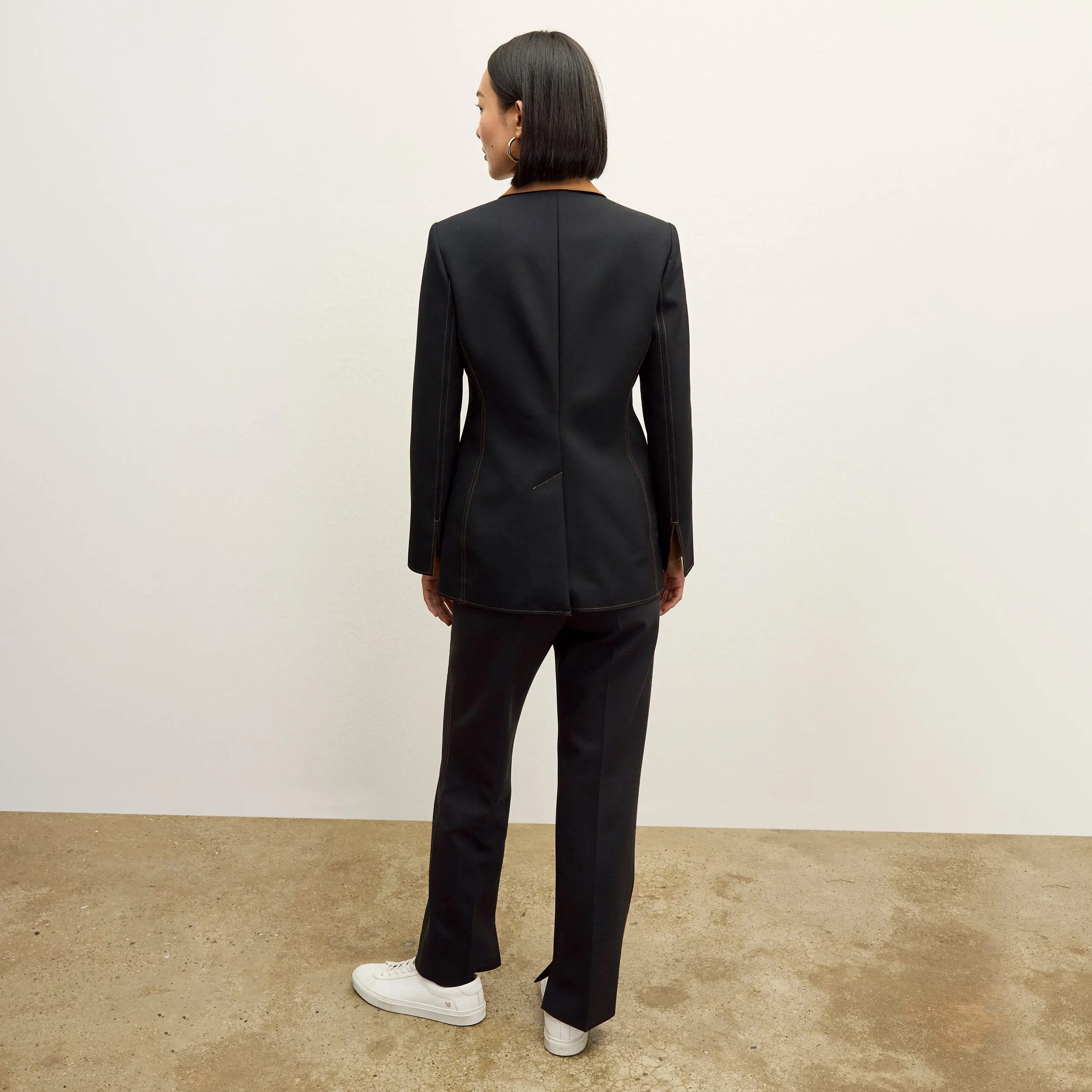 NoiseFreeFabric Harley Jacket - Luxe Wool :: Black/Light Saddle QuickPackFoldableDesign