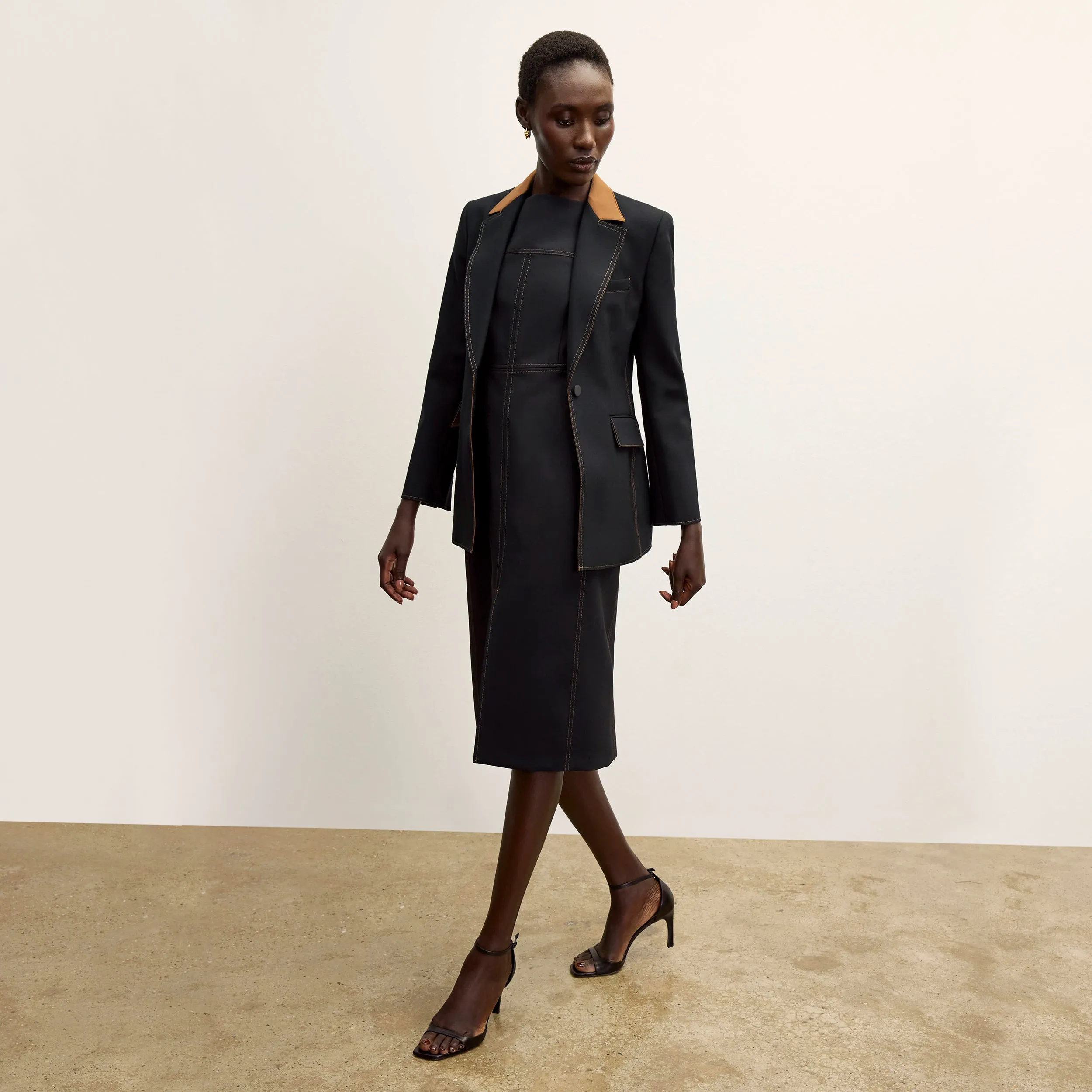 NoiseFreeFabric Harley Jacket - Luxe Wool :: Black/Light Saddle Tear Resistant Fiber Blend