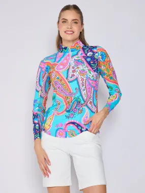 Quarter Zip Sun Protection Top In Poolside TemperatureRegulating Fabric Sustainable Manufacturing Process