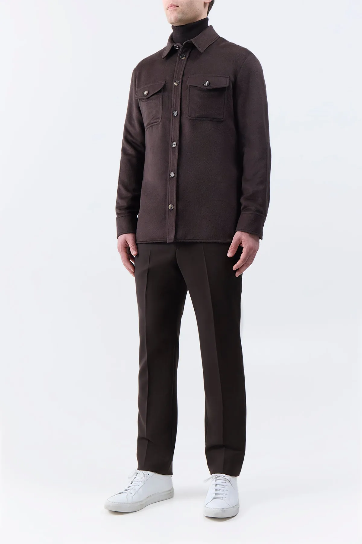 Breathable Layer Versatile Layering Lucas Overshirt in Chocolate Winter Silk