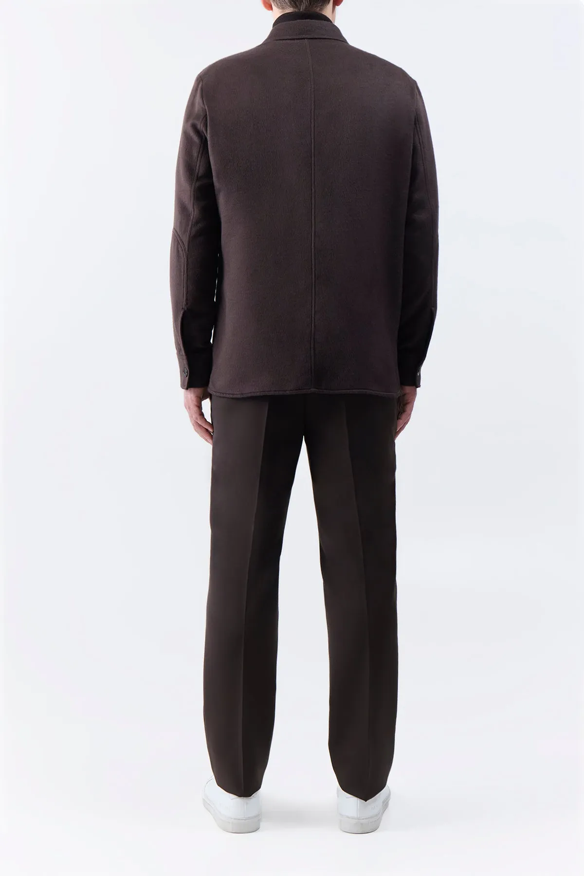 Elastic hem Lucas Overshirt in Chocolate Winter Silk