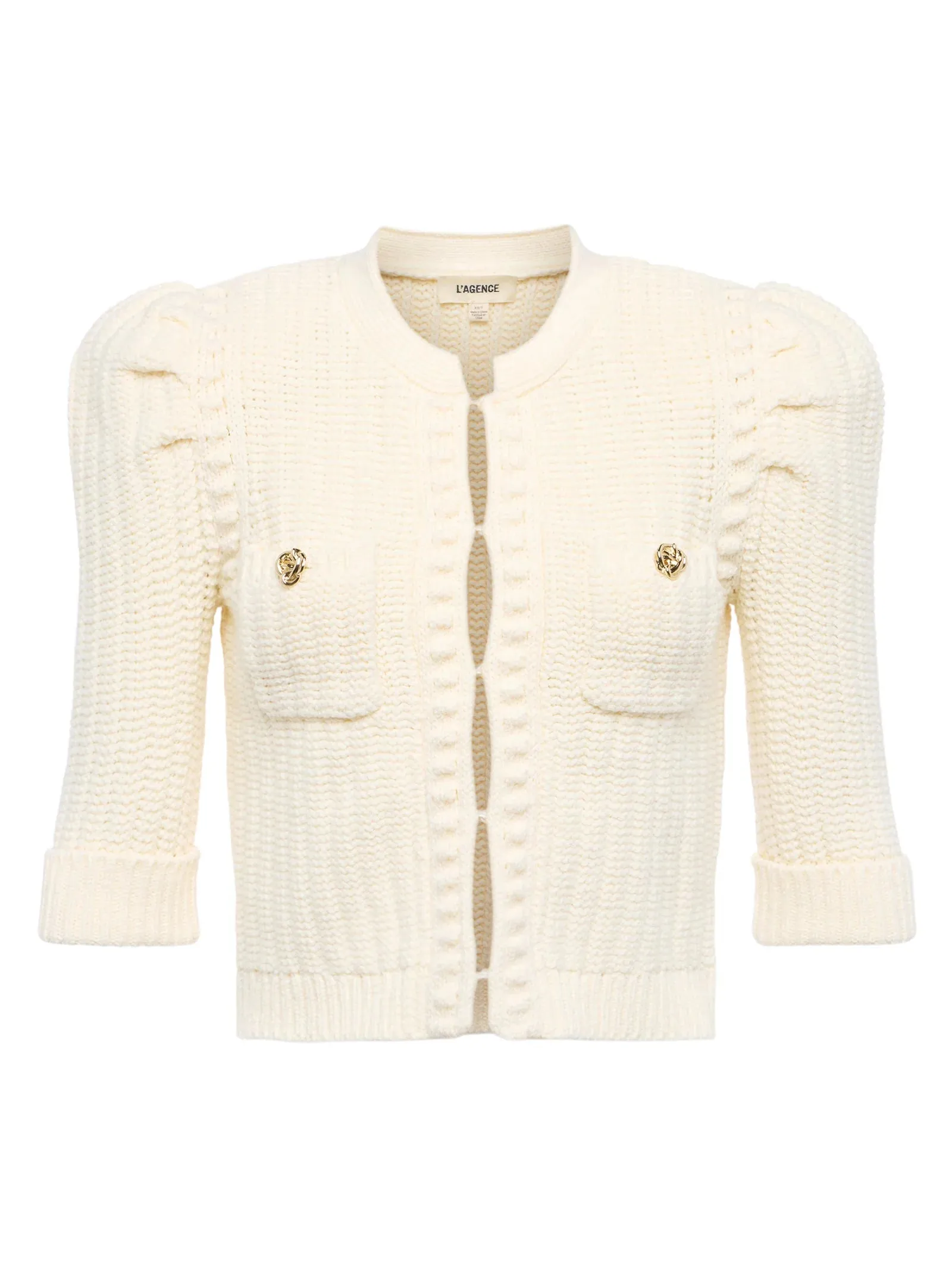L'AGENCE DELILAH CROPPED CARDI Stretch Weave Construction