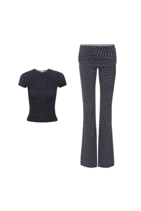 MINI TEE   ALANA PANT - POLKA DOT Neutral Tone Stitching Ventilated Panels