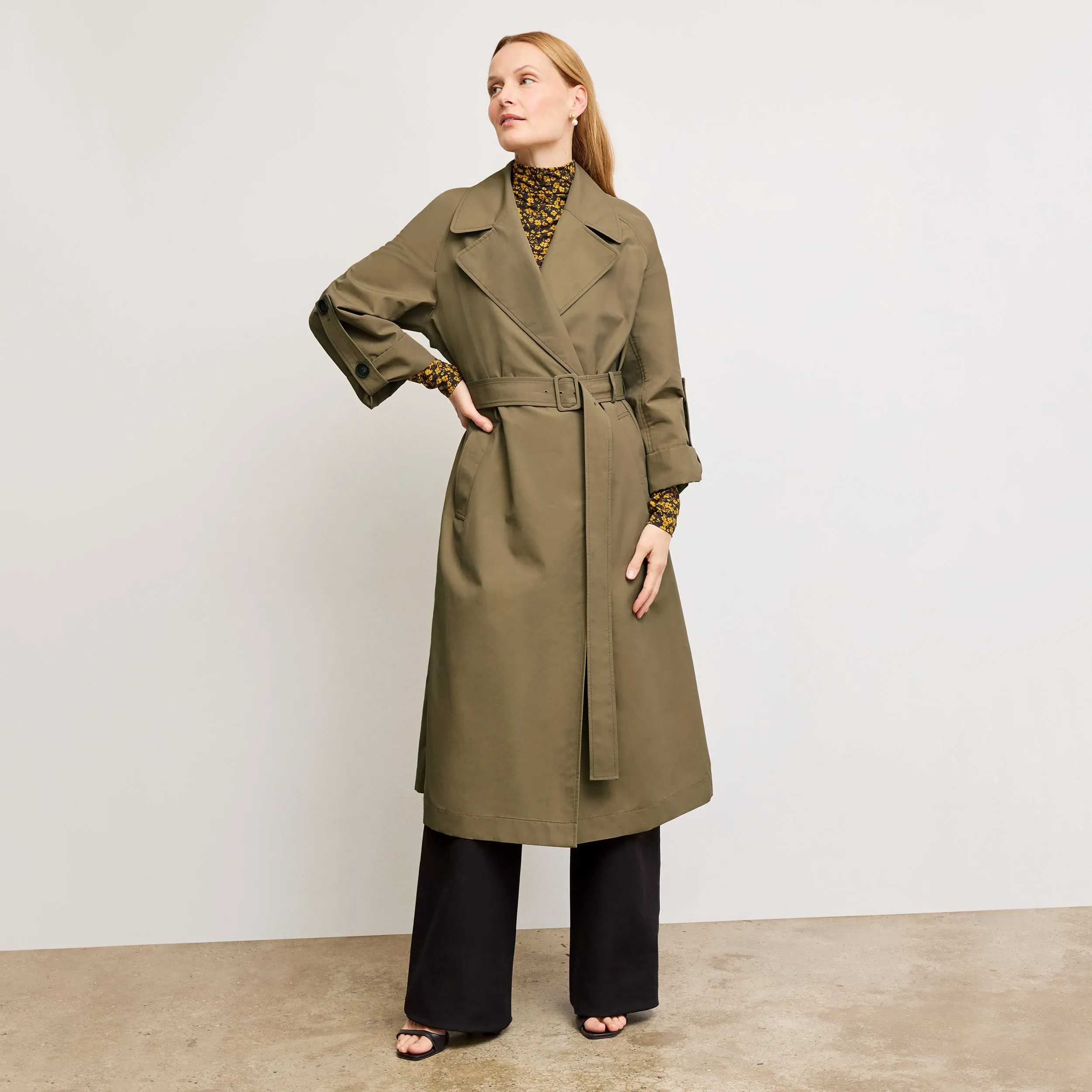 Curtis Statement Trench :: Bancha Green Classic Urban Wear Thermal Insulation Layer