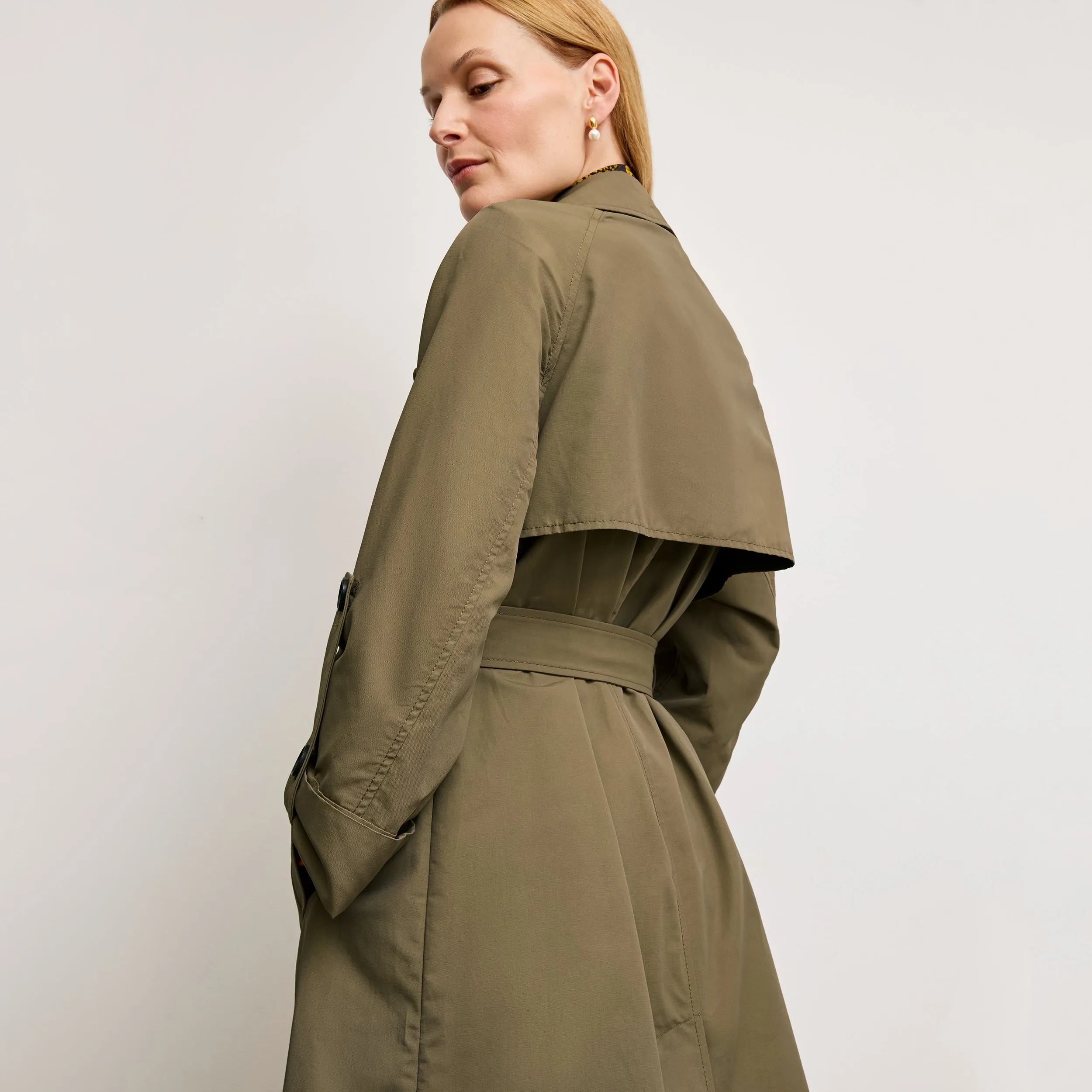 Curtis Statement Trench :: Bancha Green EasyClean Coating Quick Dry Performance