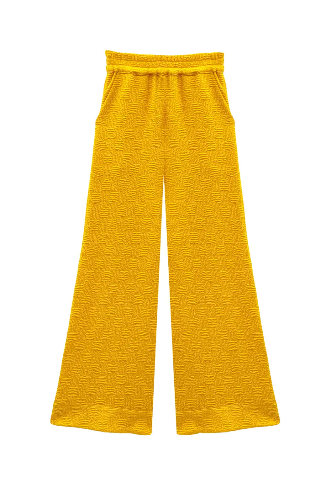 Abrasion resistant SAMPLE - Wide Leg Knit Trouser - Marigold Jacquard Knit