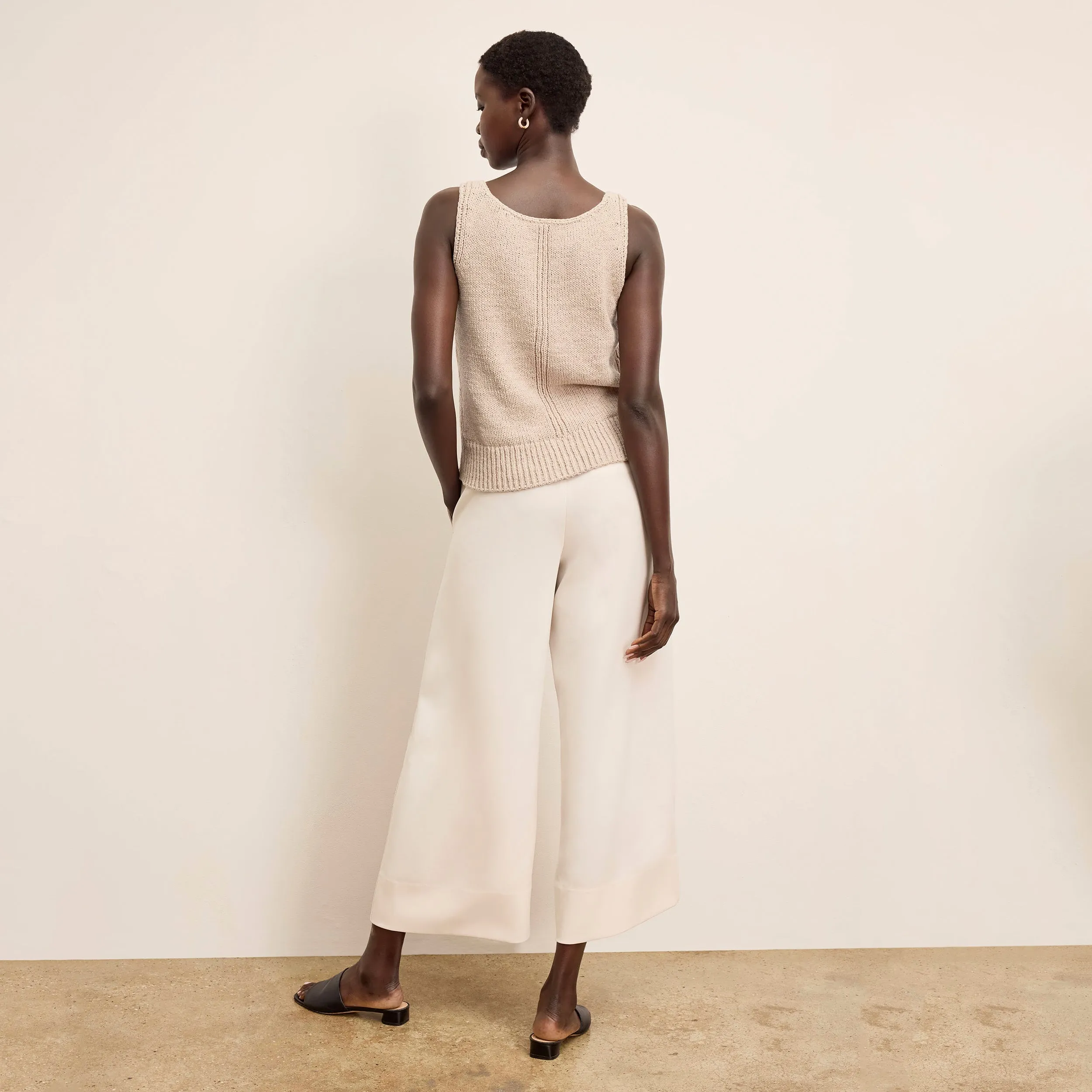 Aiko Breeze Tank - Tape Yarn :: Tan Layered Look Circular Knit Technology