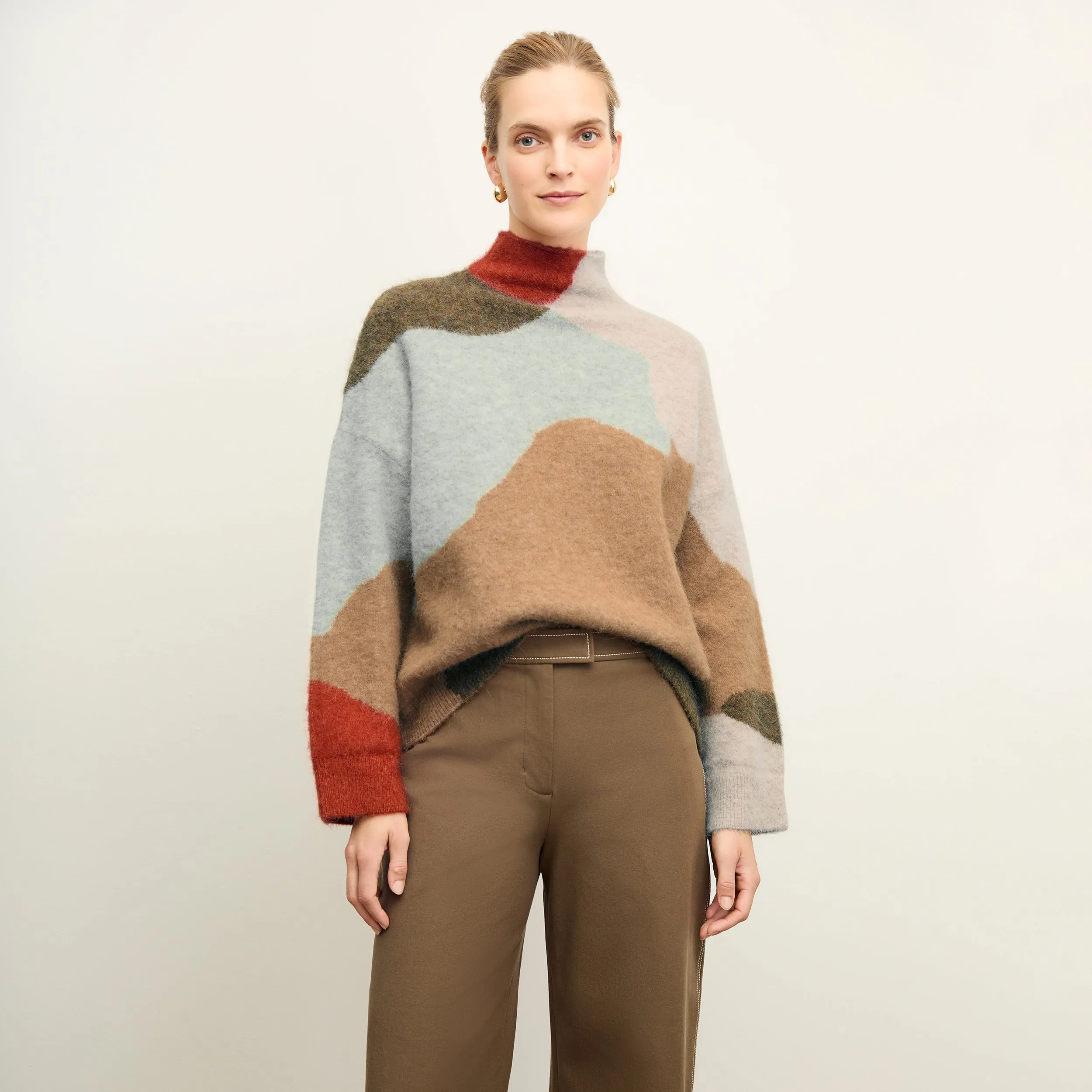 Rajni Sweater - Alpaca Jacquard :: Multi Casual Wear Contrast Stitch Detail