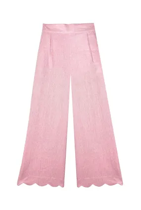 SAMPLE - Scallop Trousers - Pink Shimmer Linen Fresh Fit