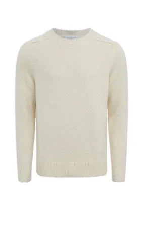 Relaxed Style StretchWeave Fabric Shorehan Knit Sweater in Ivory Silk Cashmere