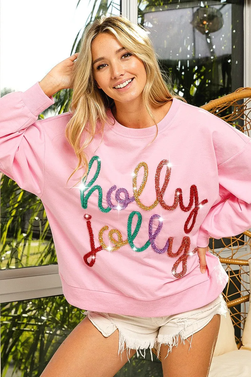 Temperature Regulating RecycledPolyester IP8232G-32 | HOLLY JOLLY CHRISTMAS FRENCH TERRY PULLOVER