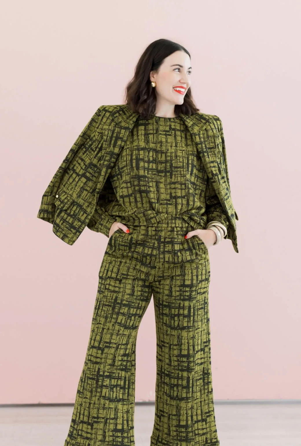 Sport Top BURU x Val Wide Leg Knit Trouser - Chartreuse & Black Abstract Knit