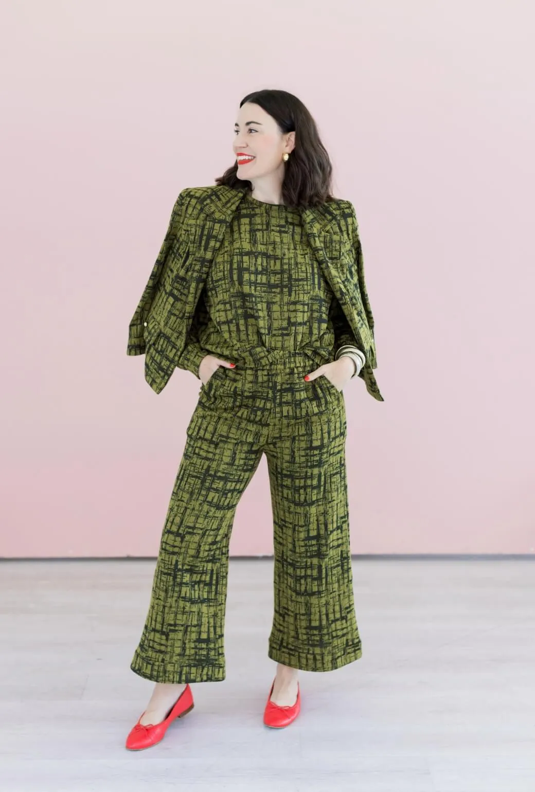 BURU x Val Wide Leg Knit Trouser - Chartreuse & Black Abstract Knit Athletic Wear Hidden Ventilation Zones