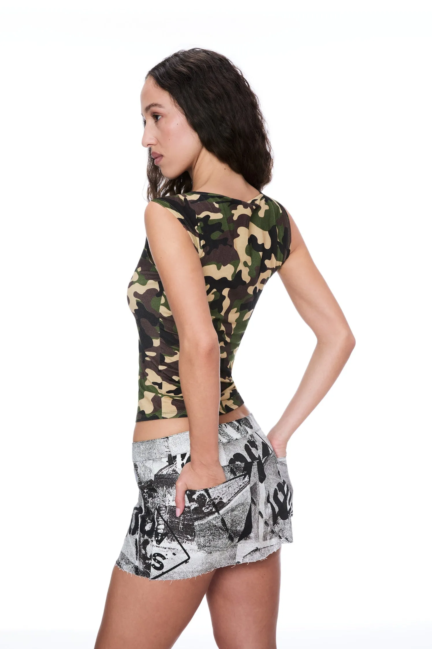 KELLY TOP - CAMO MeshLining SeamlessSidePanels
