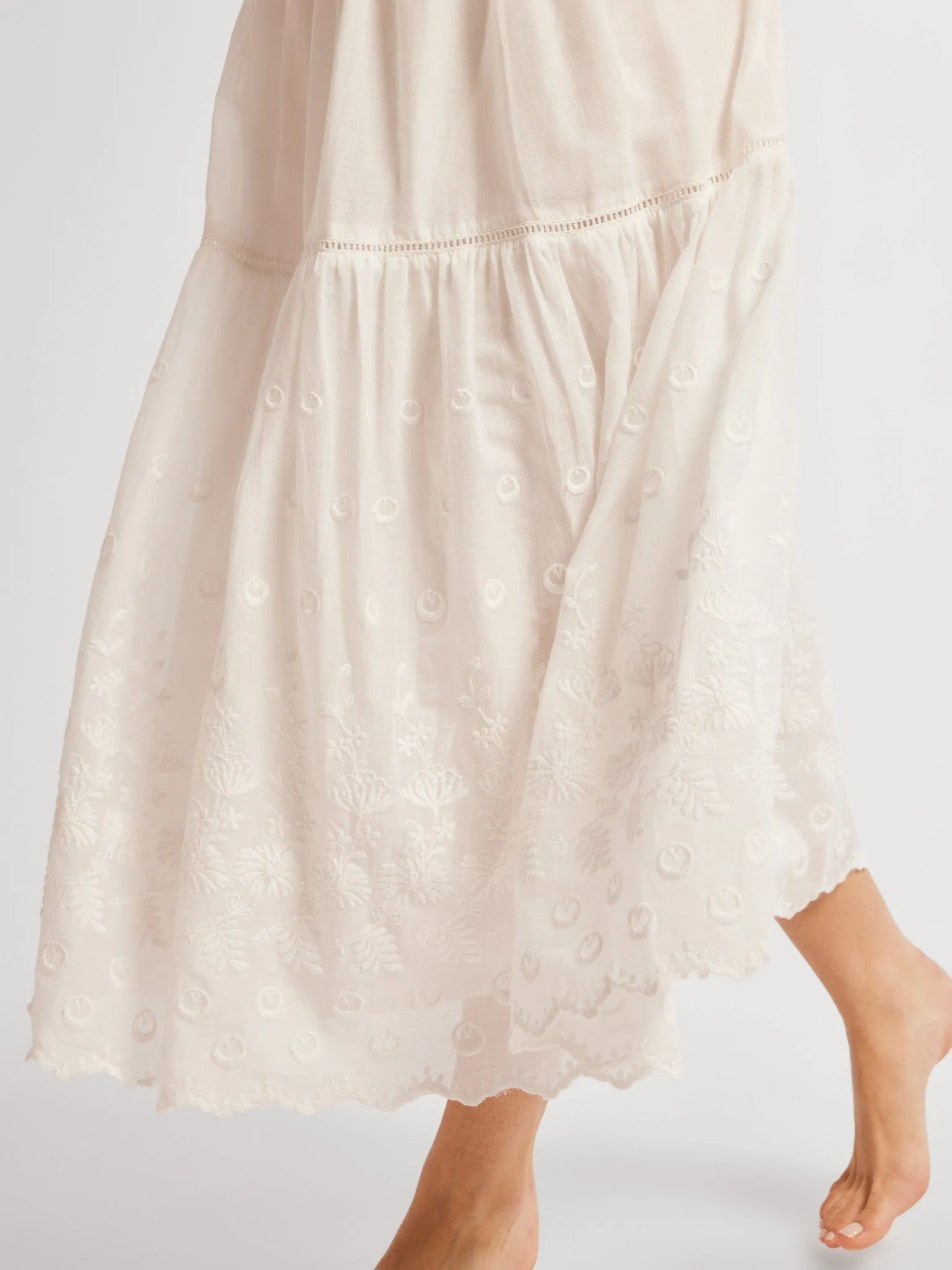 Betty Skirt in White Petal Embroidery Casual Jacket simple design