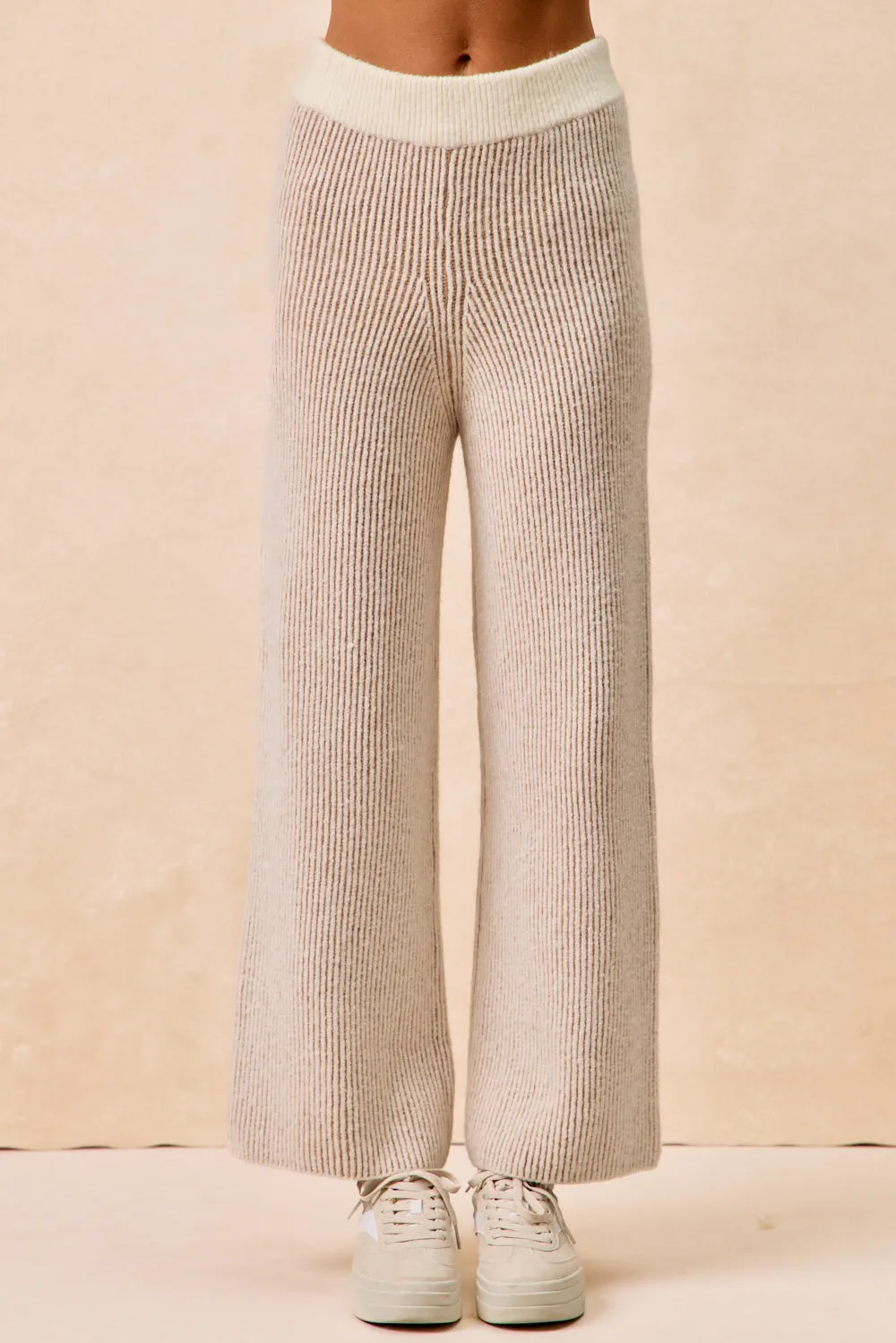 Odor Control Technology Abrasion resistant IB1813S-02 | TWO TONE RIB TEXTURED KNIT PANTS