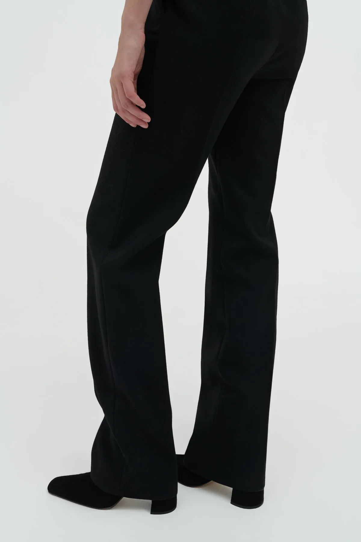 RelaxedFit Sustainable Manufacturing Process Cecilia Pant in Black Recycled Wool