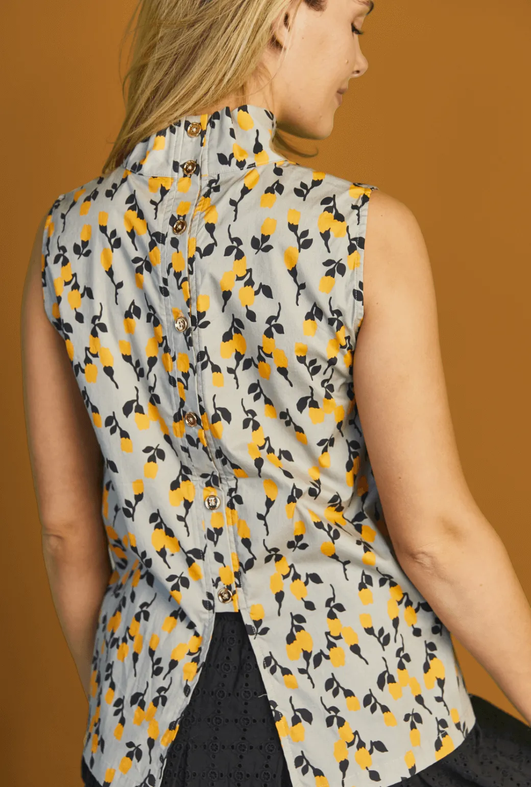 Sleeveless Mod Top - Persimmon Floral Recycled Fiber Blend TailoredCut