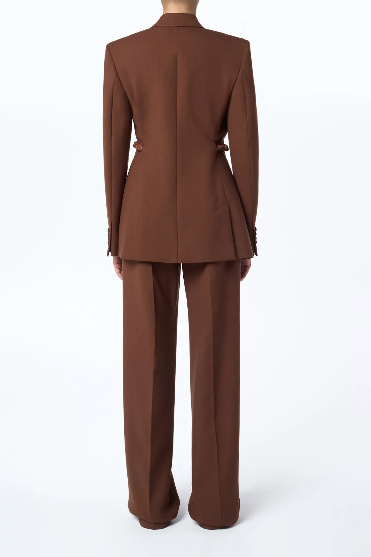 Norman Wide-Leg Pant in Cognac Recycled Virgin Wool TactileWeave NeutralPalette