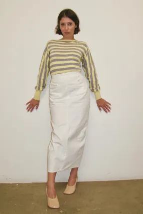 KATHARINE HAMNETT COTTON PENCIL SKIRT SlubTexture DoubleLayered Collar