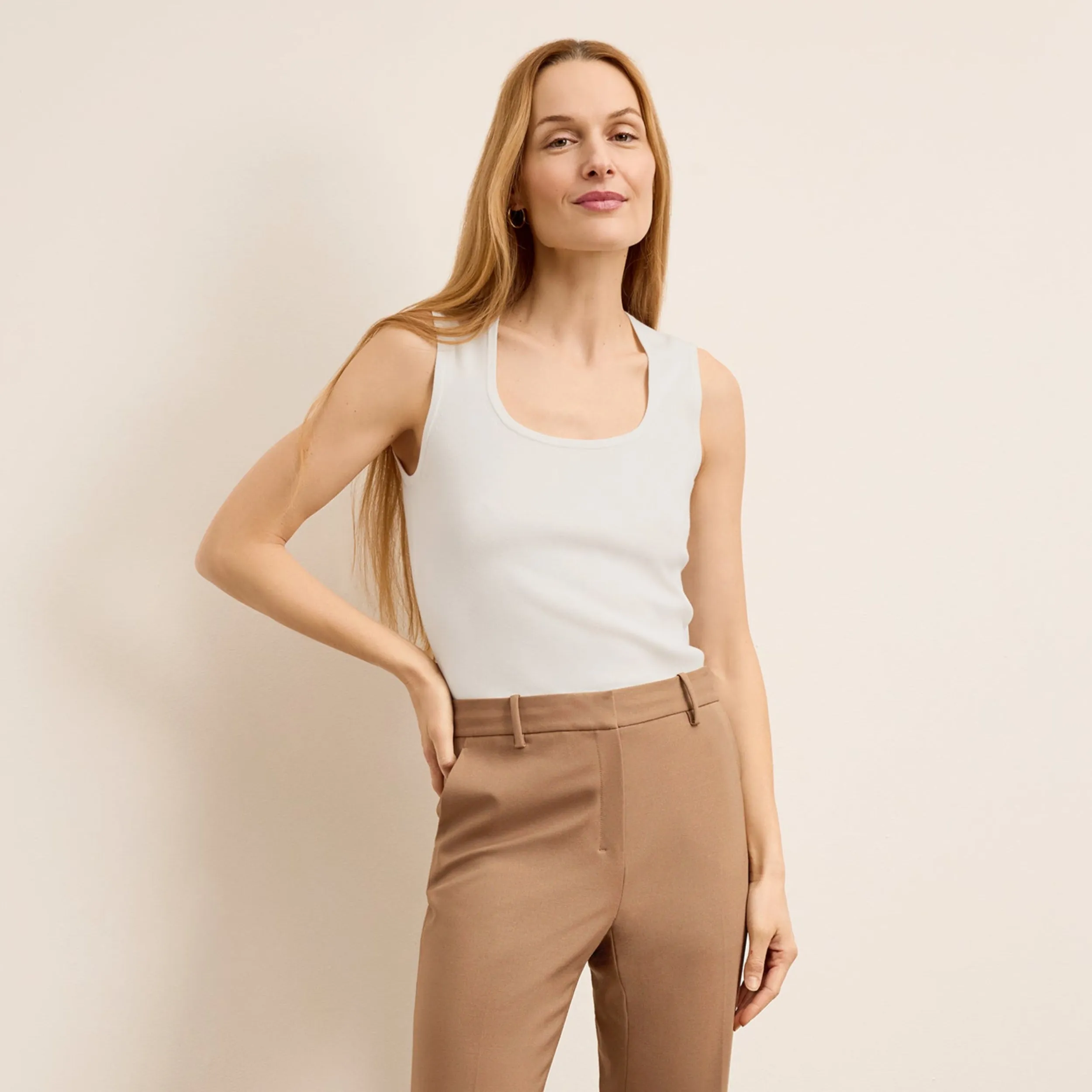 Sabine Sculptural Tank - Eco 365Knit :: Ivory WrinkleFree Weaving Friction Reducing Finish