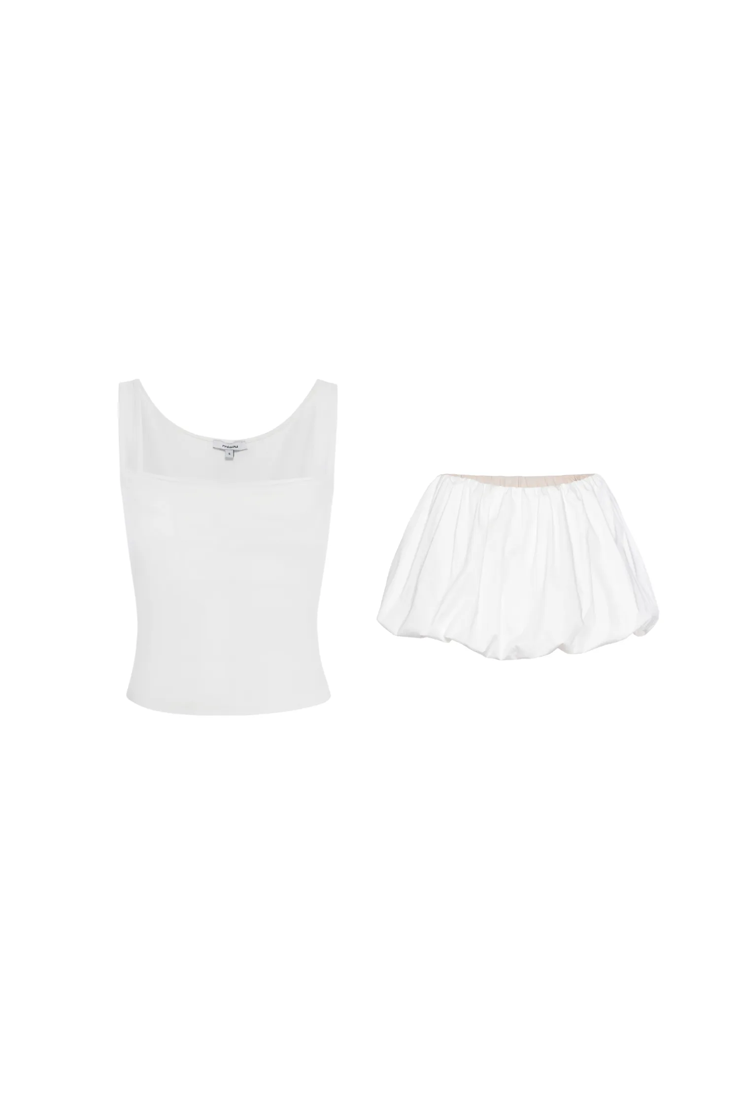 Contrast Stitch Luxurious Feel LUNA TOP   GRACE SKIRT - DOVE