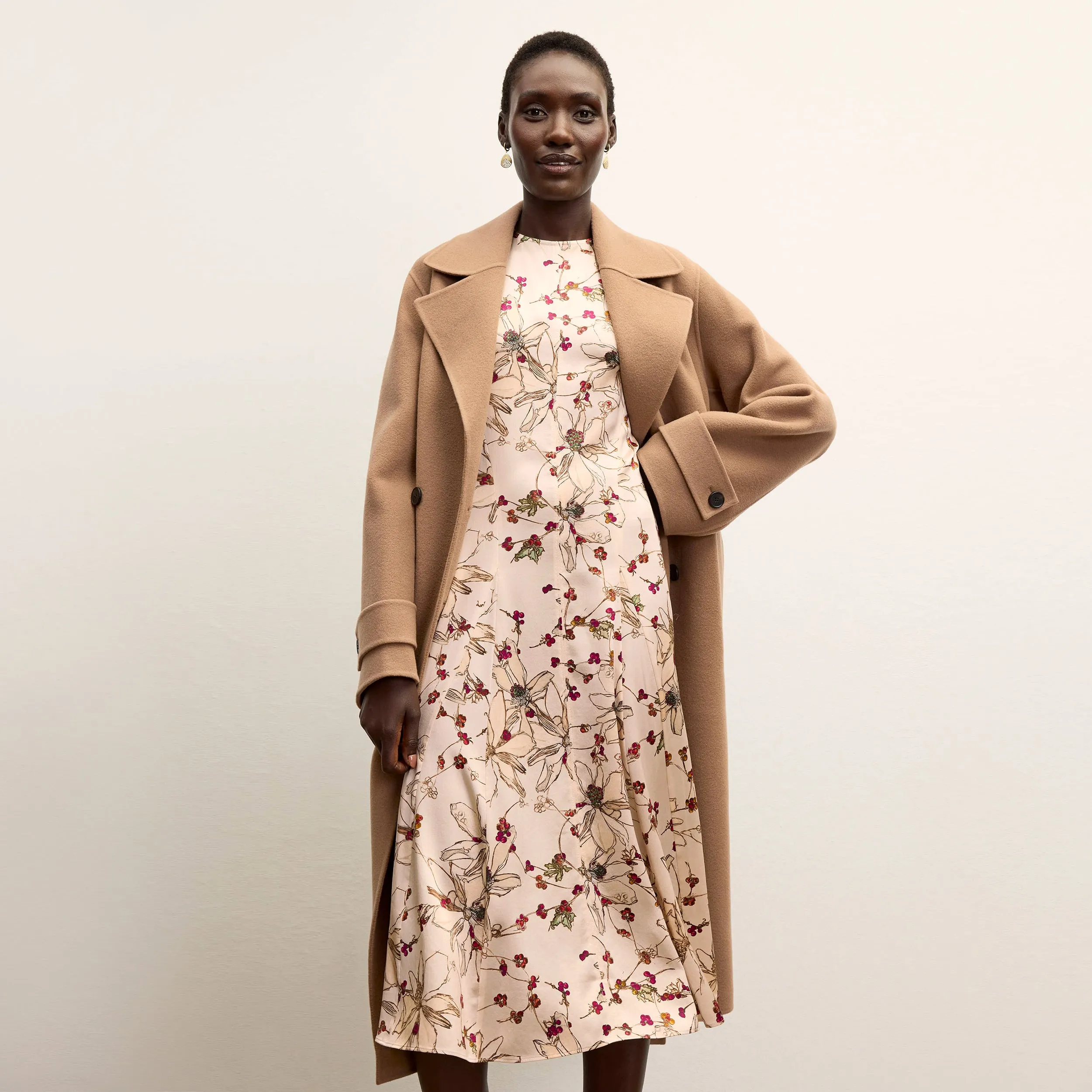 WrinkleFree Weave RecycledPolyesterBlend Nyla Dress - Washable Silk Charmeuse :: Botanical Print AntiPillingFinish