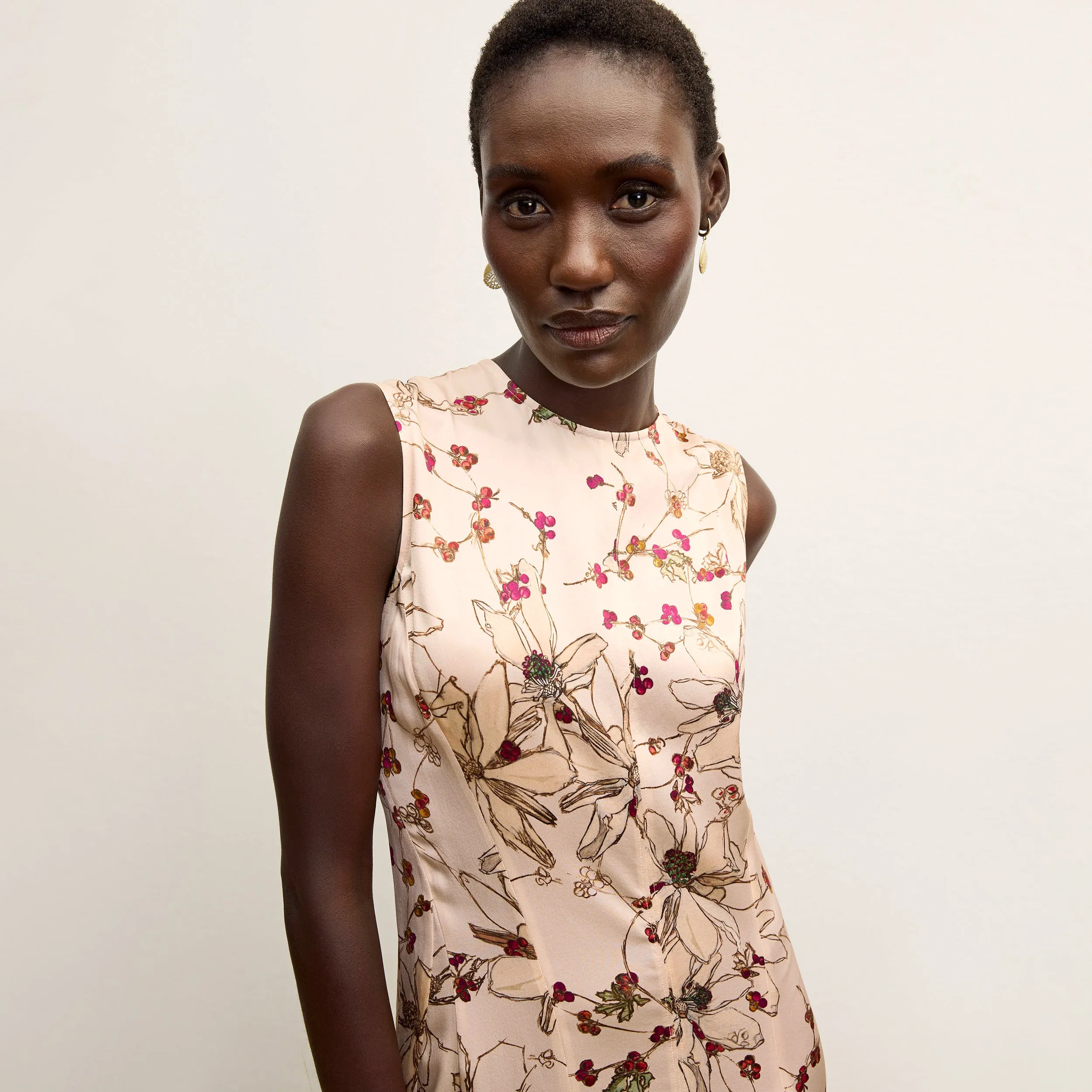 Nyla Dress - Washable Silk Charmeuse :: Botanical Print AntiPillingFinish EthicallySourced AntiPilling