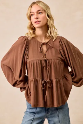 Advanced Layering System Removable Hood IT4450H-03 | LINEN LIKE SOLID TOP WITH BOW TIED DETAILS