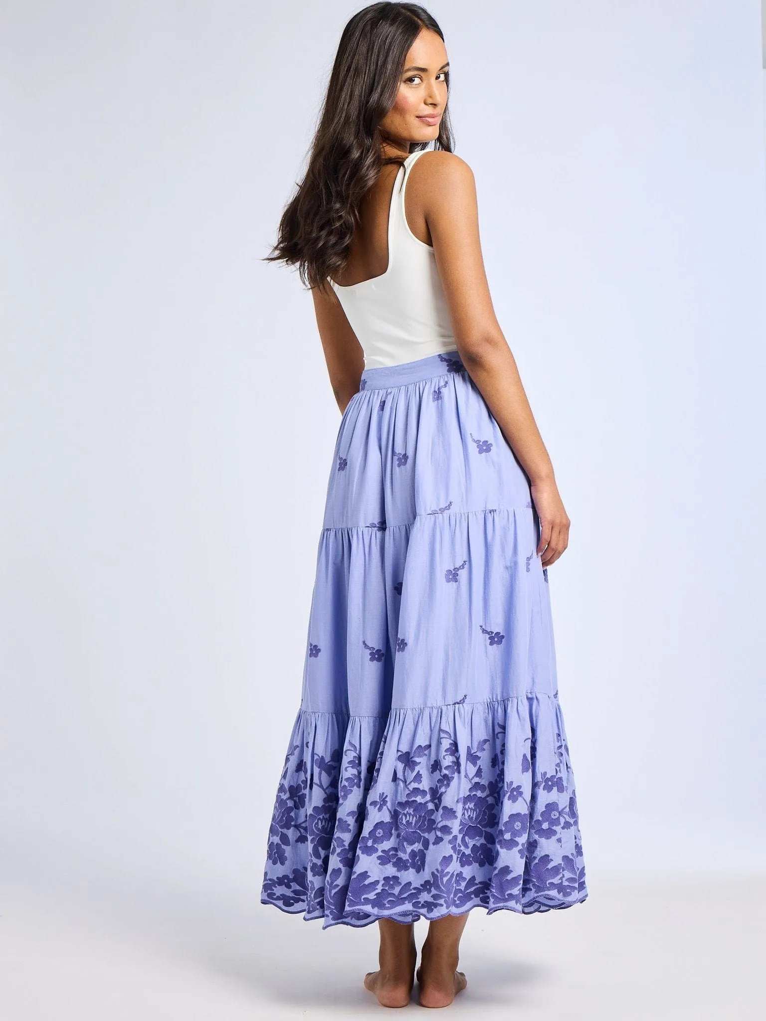 Bold Edge Classic Touch Paola Skirt in Periwinkle Embroidery