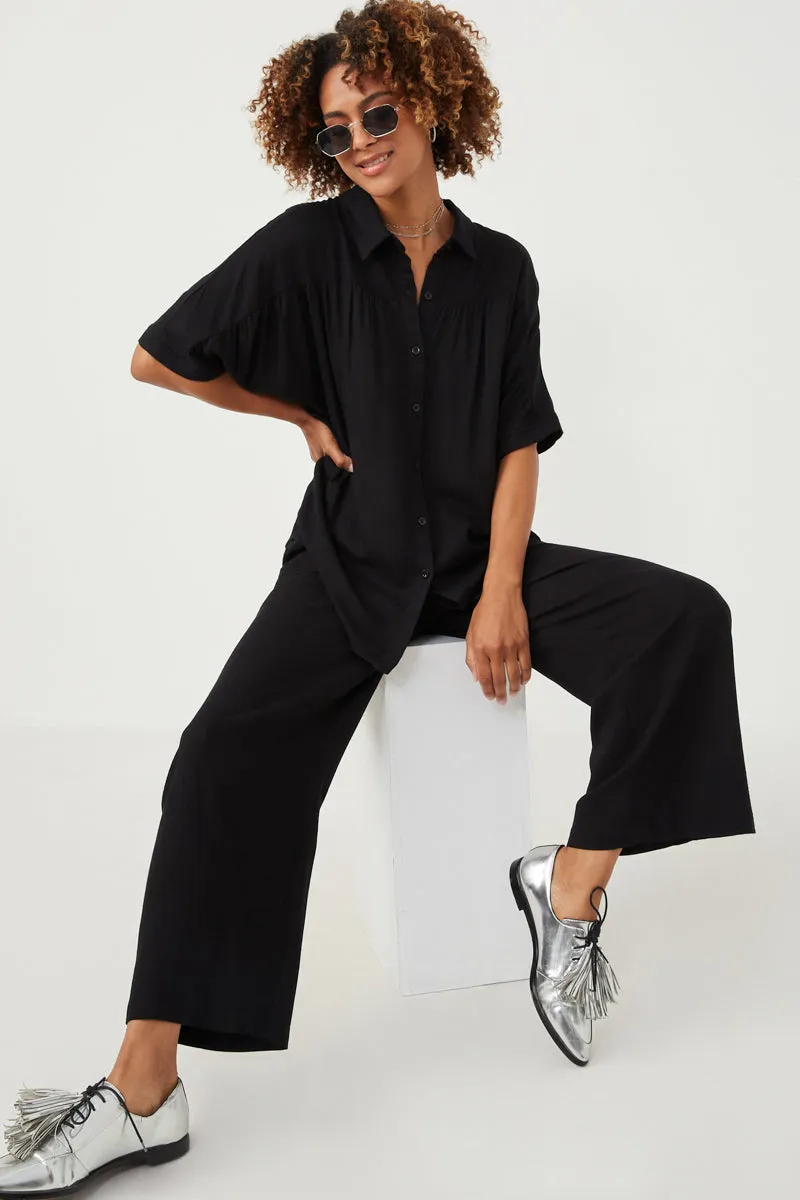 No Gap Waist HighDensityWeave Wide Leg Paper bag Waist Pants