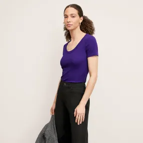 HypoallergenicFabric Versatile use Avi Scoopneck T-Shirt - Organic Ribbed Pima Cotton :: Ube