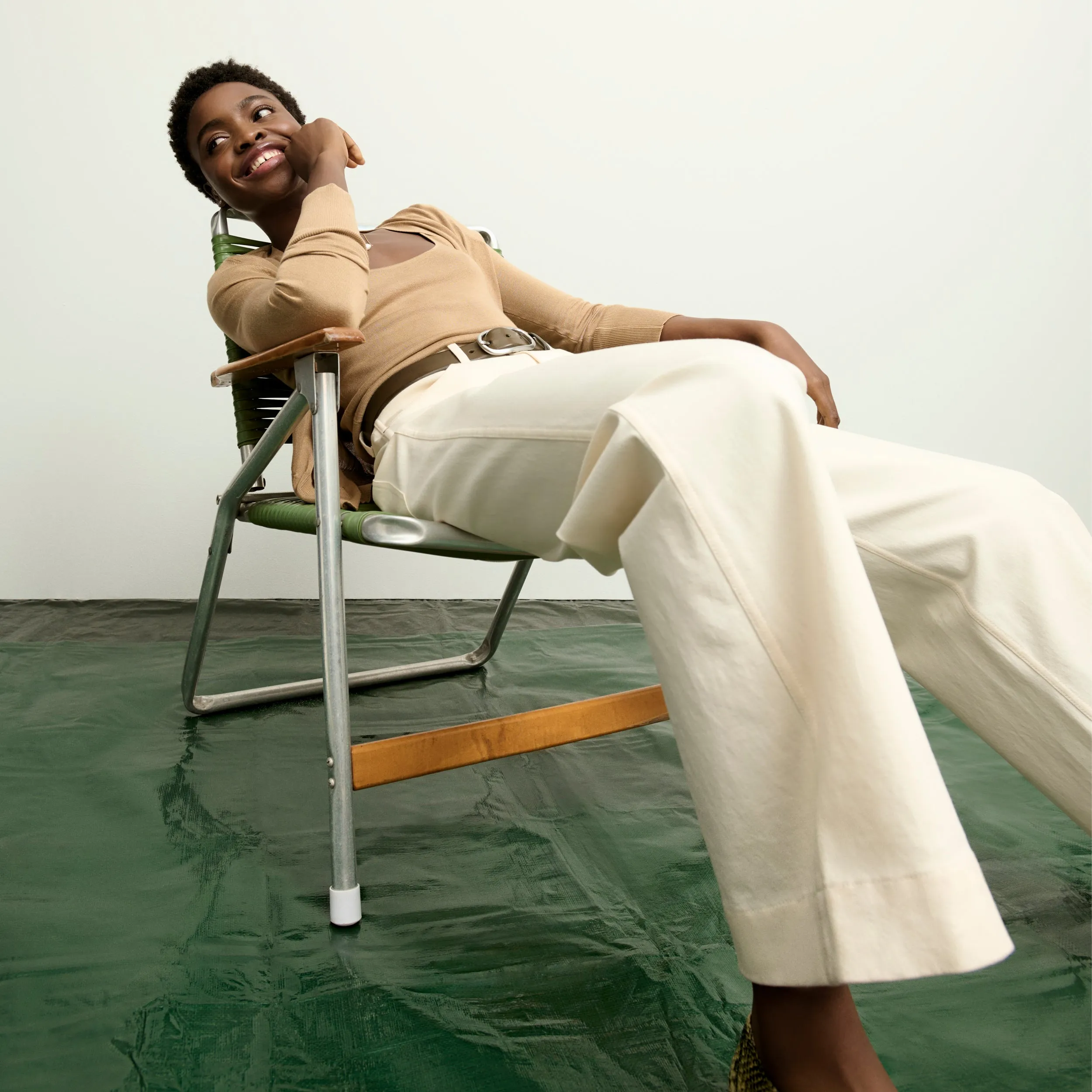 Delphine Top - Silk Jersey :: Camel Bonded Seam Construction