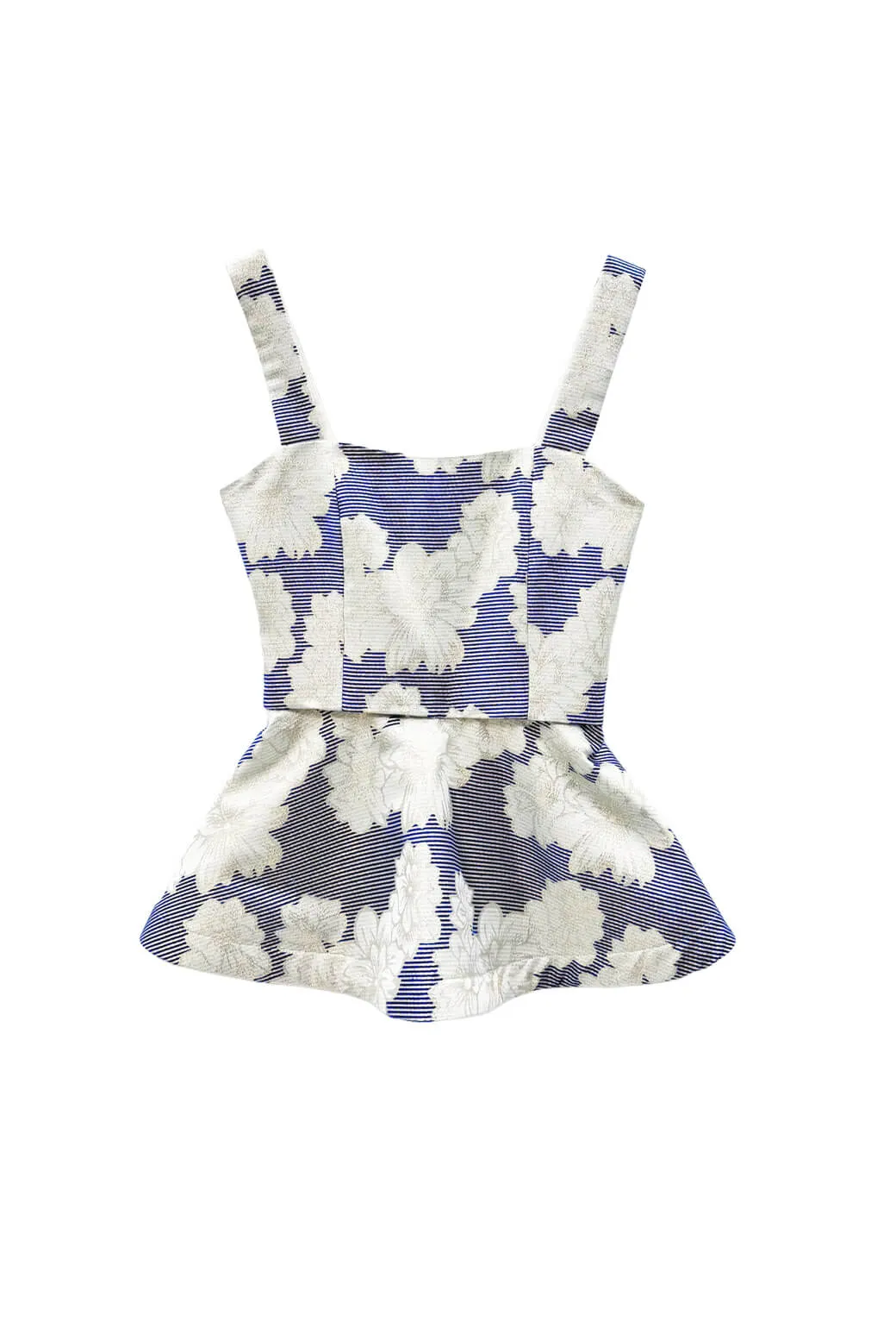 HighStrength Threadwork Ventilation Panel Buru x Val The Peplum Bustier -Navy Floral Brocade