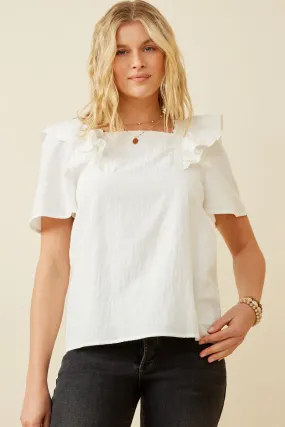 Lace Trimmed Wide Ruffle Detail Top DurableZipper