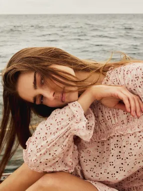 Wrinkle Free Texture Thea Top in Rose Eyelet