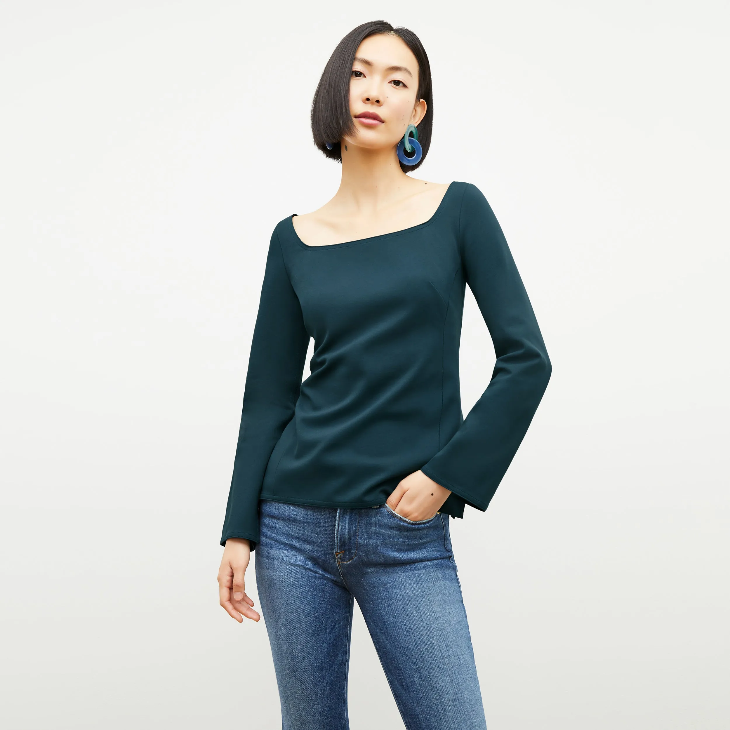 Jace Top - Washable Ponte :: Deep Sea HighDensityFoam RecycledPolyesterBlend
