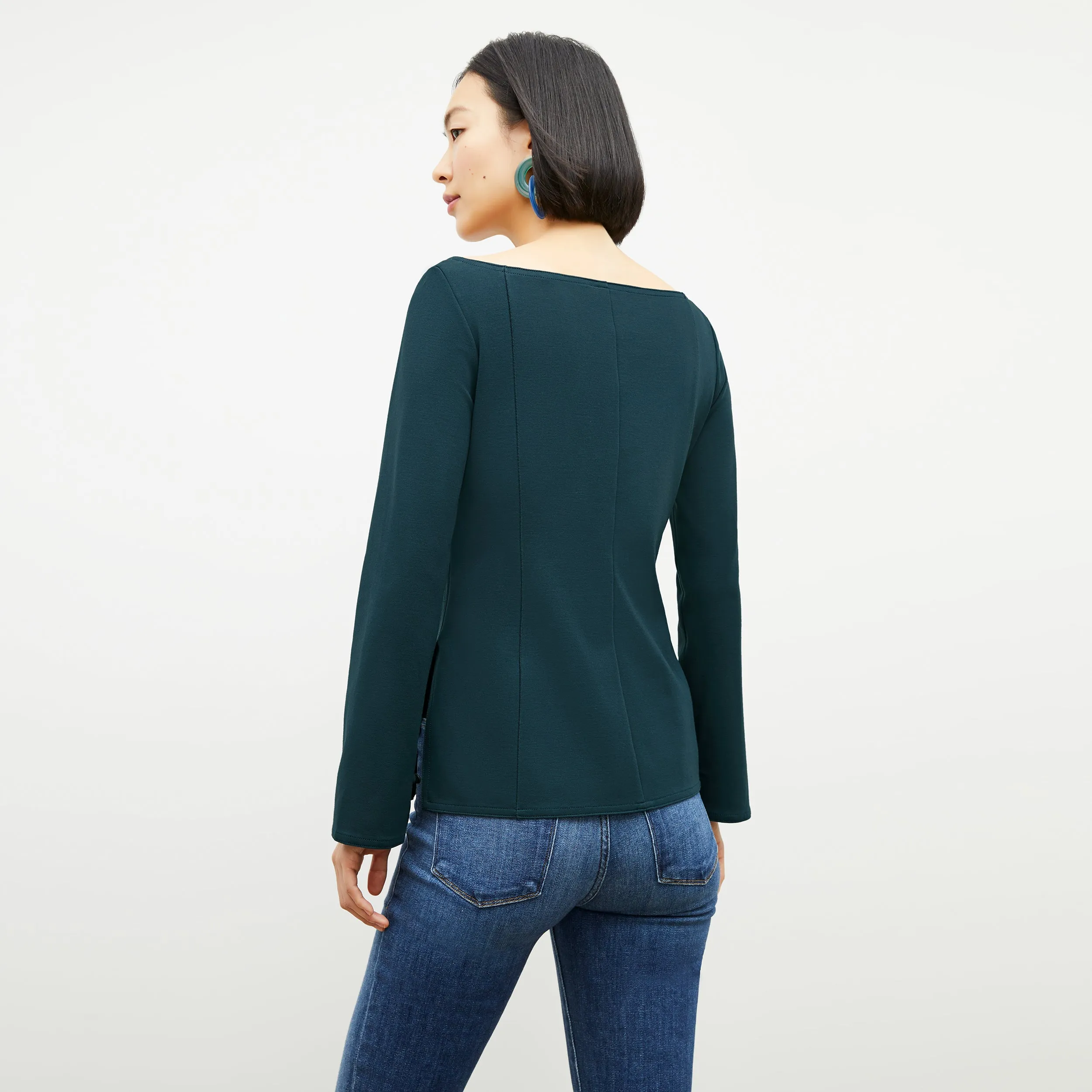 Stretchable Material Jace Top - Washable Ponte :: Deep Sea