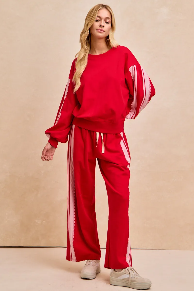 Dynamic Motion IT4777S-05 | FRENCH TERRY SIDE CONTRAST LACE TRIM TOP