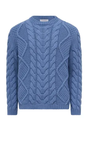 Modern Drape smooth zipper Geoffrey Knit Sweater in Light Blue Denim Cashmere