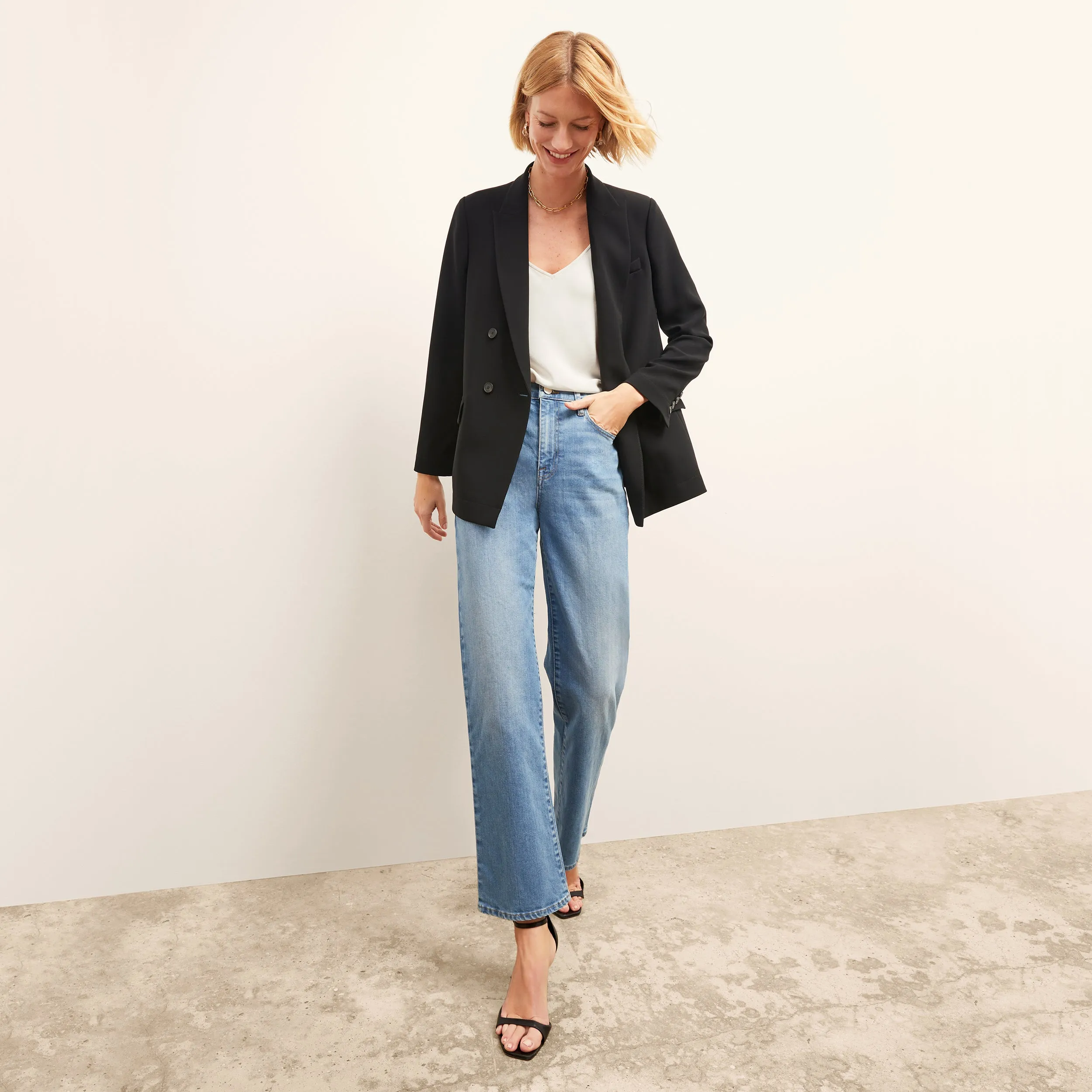 O'Hara Boyfriend Blazer - Everyday Crepe :: Black HighCollarDesign