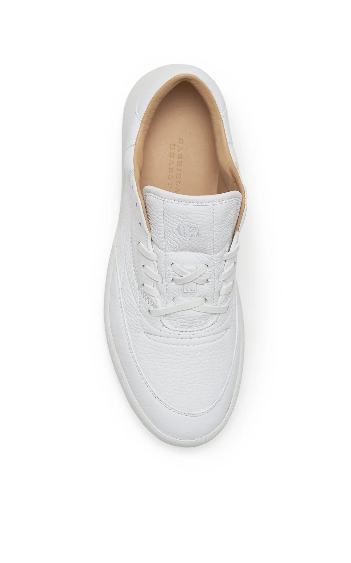 Ohio Slip-on Sneaker in White Textured Leather Friction Resistant Edges Reinforced Shoulder Panels