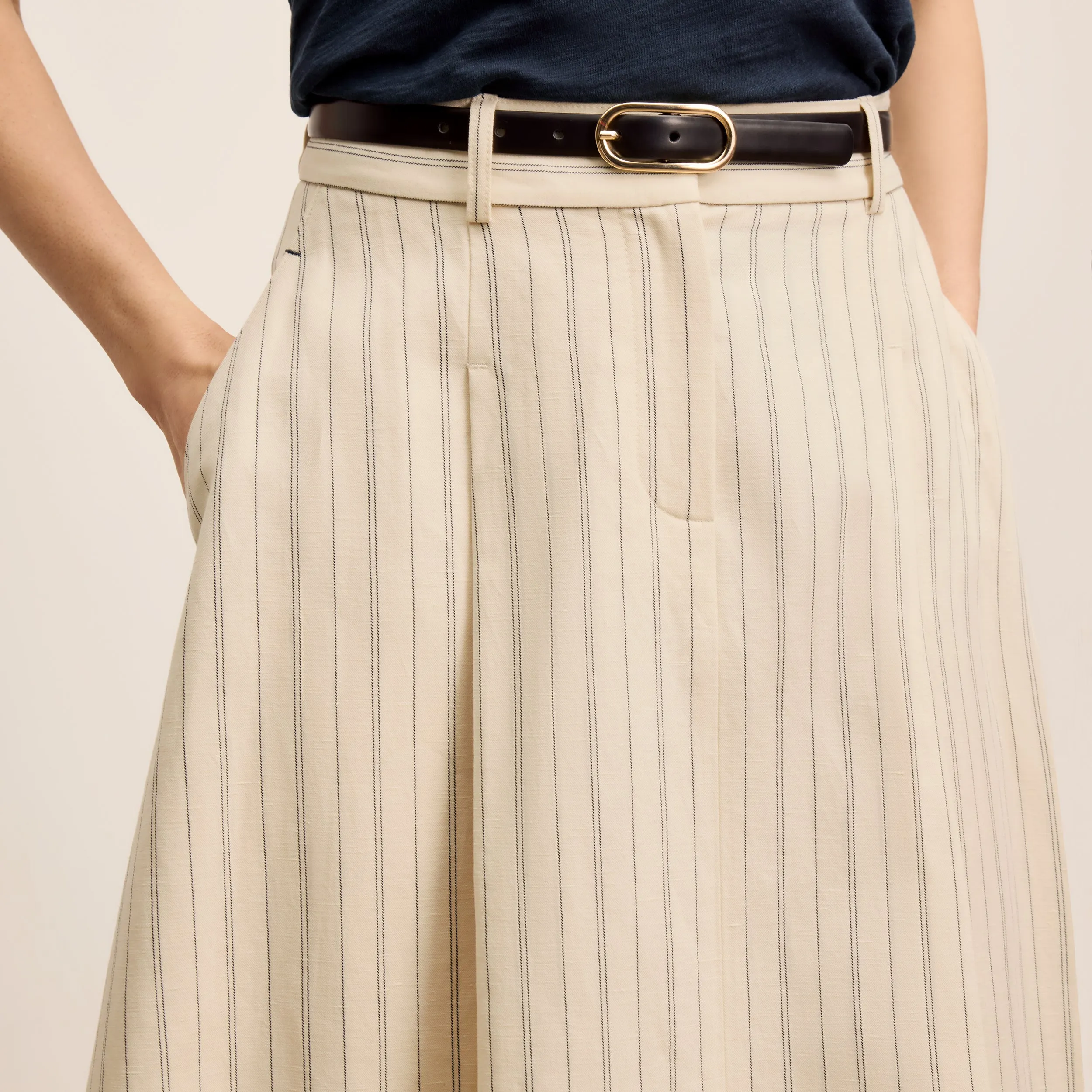 ElasticTrimming Olia Breeze Skirt - Breeze Stripe :: Ecru/Navy
