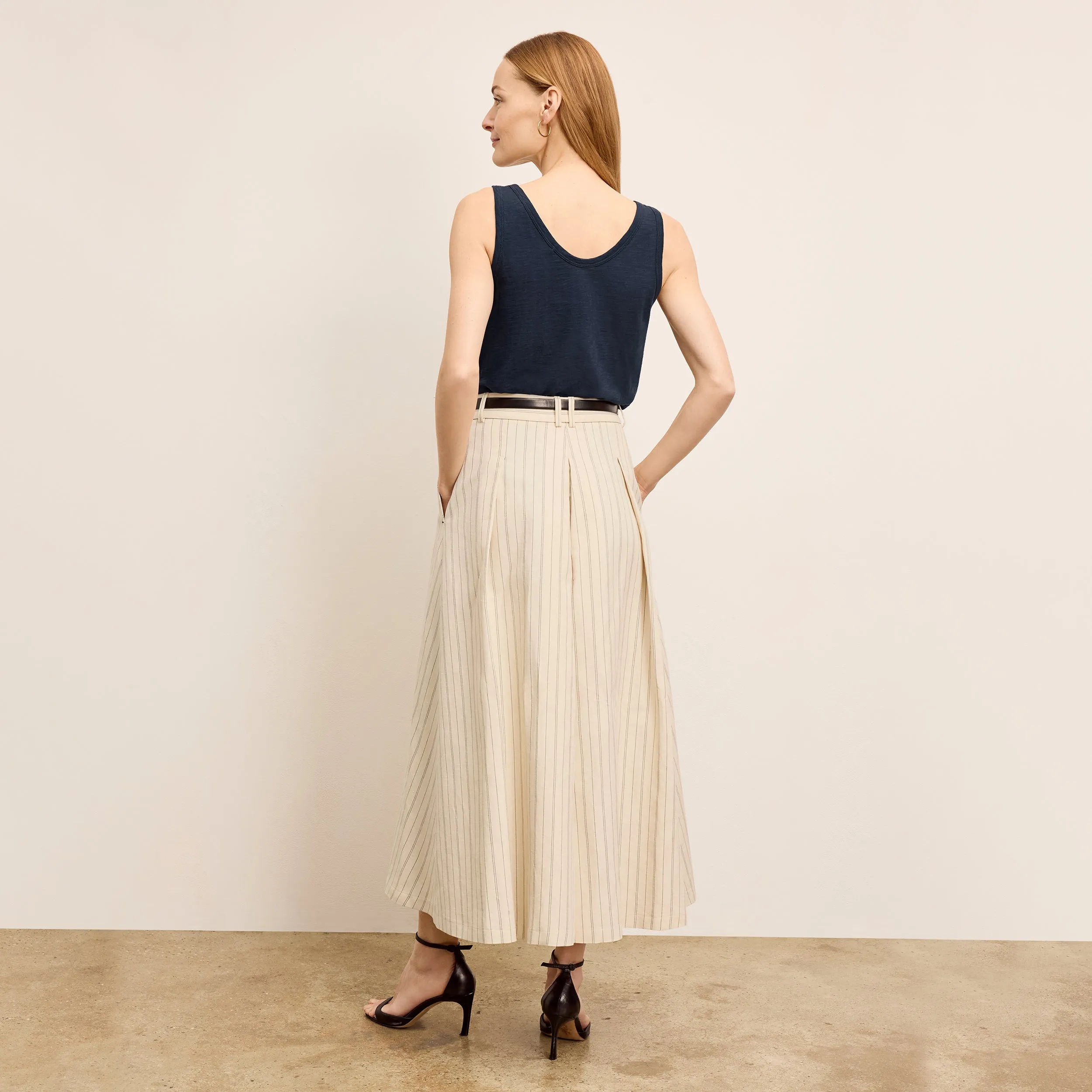 Olia Breeze Skirt - Breeze Stripe :: Ecru/Navy AntiPilling Finish